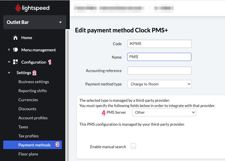 Create PMS Payment Method